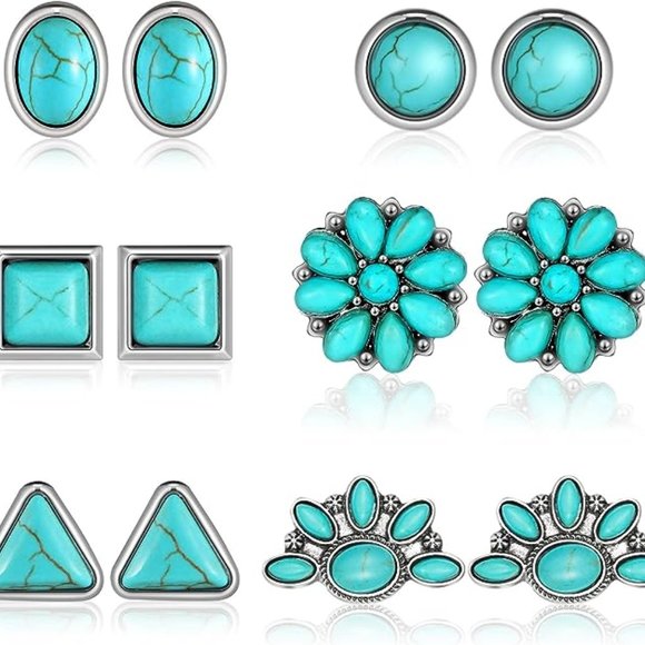 Zara Jewelry - ♥ Zara 6 Pairs Turquoise Stud Earrings ♥